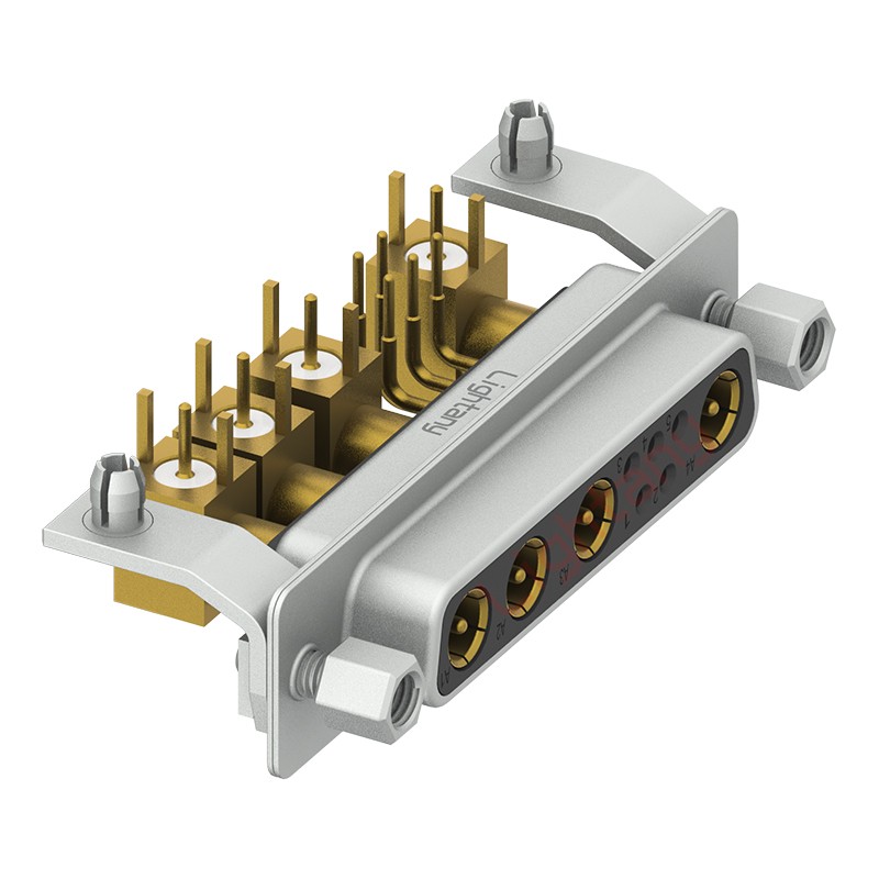 9W4母PCB弯插板/铆支架11.6/射频同轴75欧姆