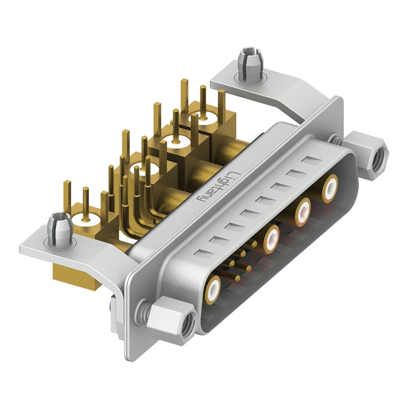 9W4公PCB弯插板/铆支架10.8/射频同轴75欧姆