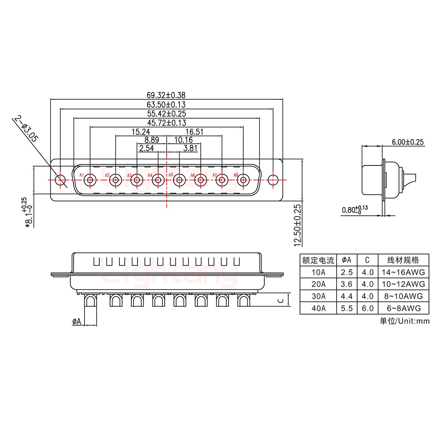 8W8公短体焊线40A+37P金属外壳951弯出线4~12mm