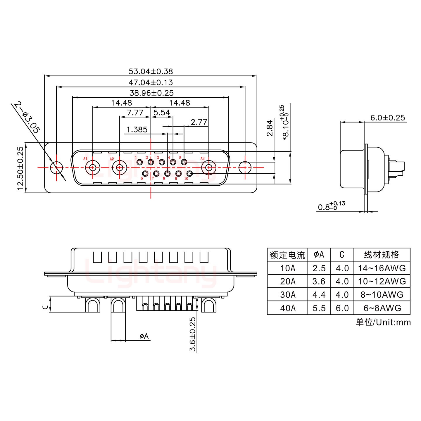 13W3公短体焊线30A+25P金属外壳1657直出线4~12mm