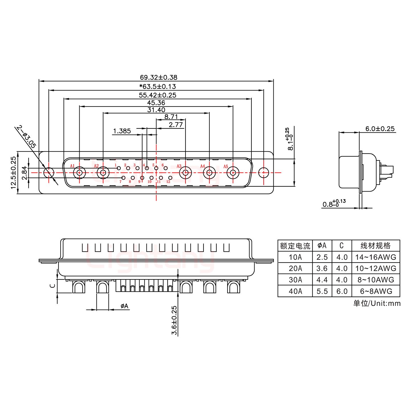 17W5公短体焊线40A+37P金属外壳967斜出线4~12mm