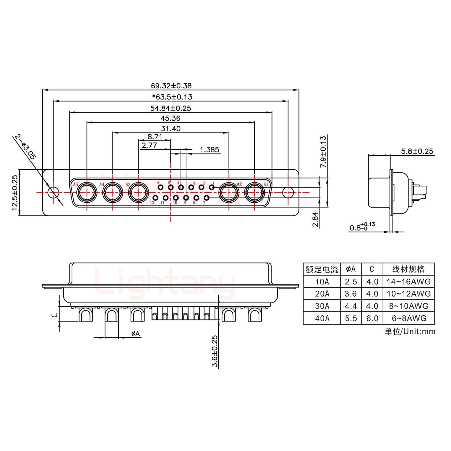 17W5母短体焊线10A+37P金属外壳967斜出线4~12mm