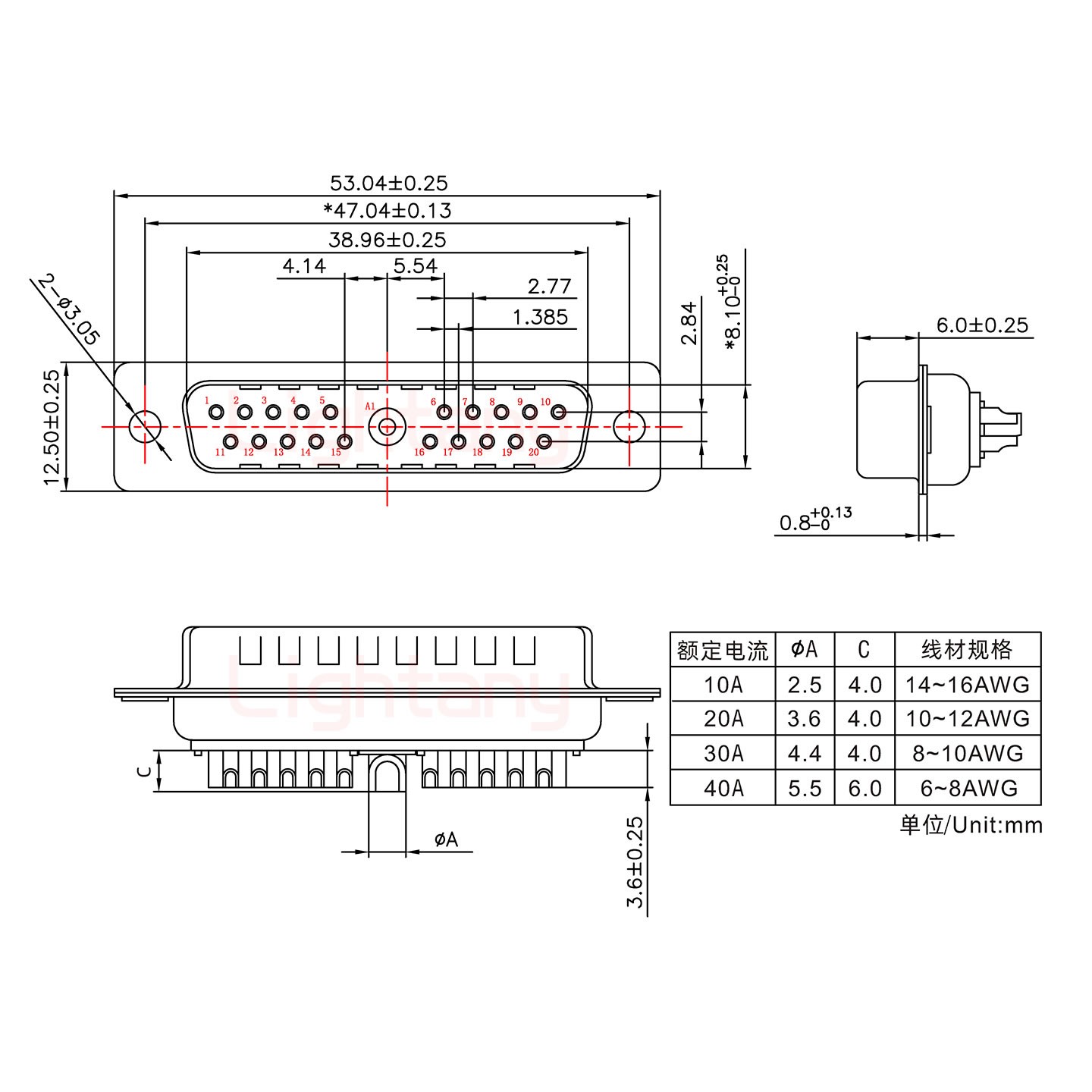 21W1公短体焊线20A+25P金属外壳1657直出线4~12mm