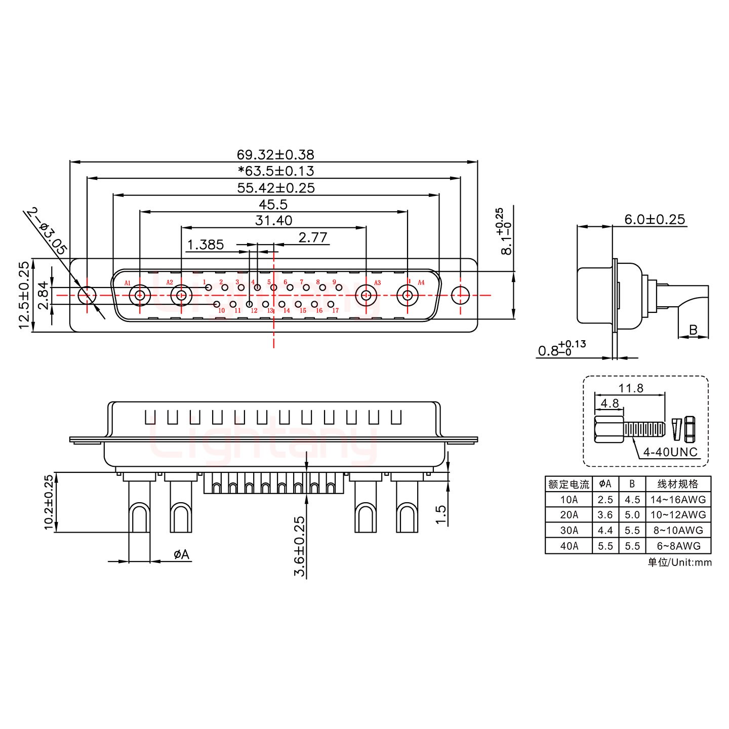 21W1公长体焊线/配螺丝螺母/大电流10A