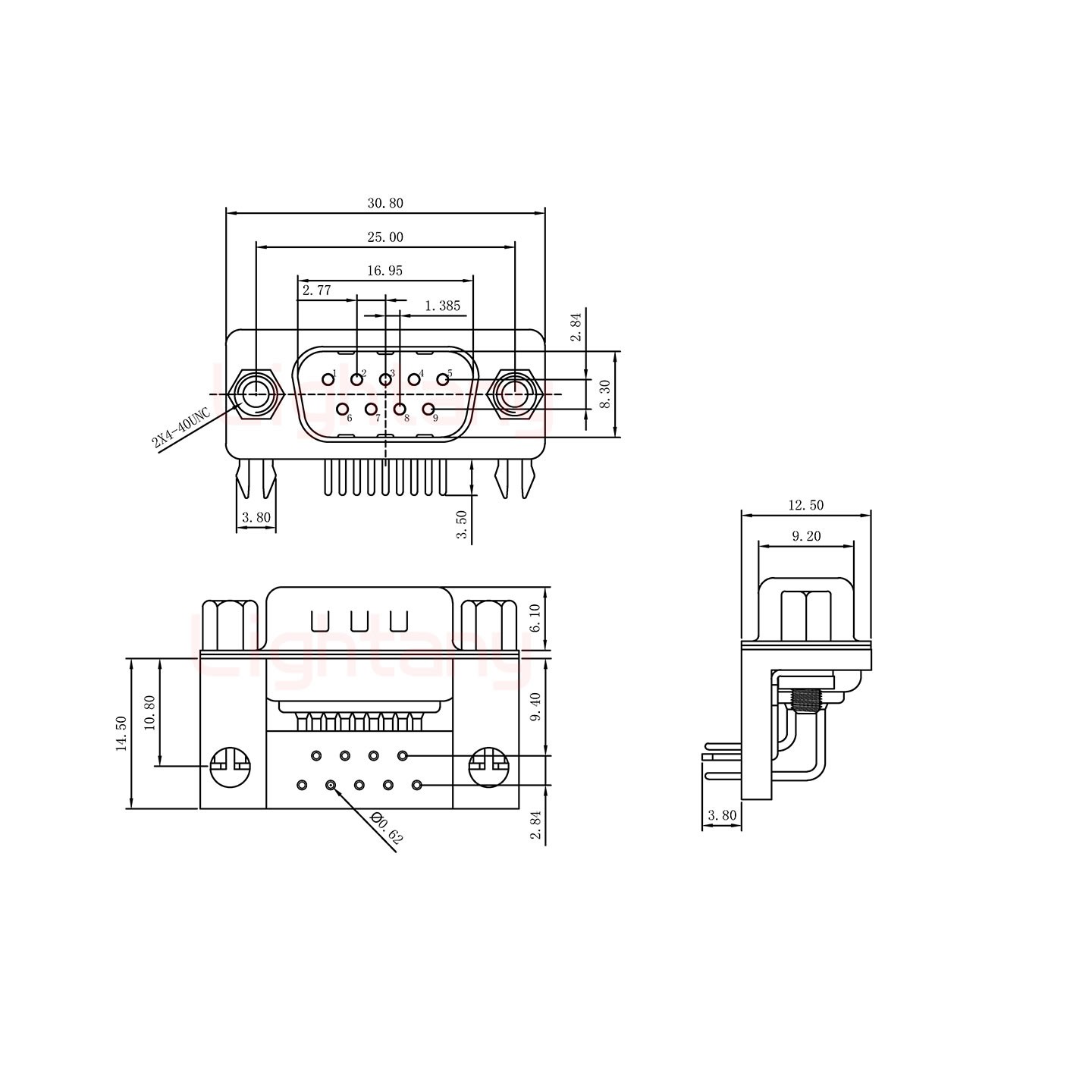 DR9 公 弯插板9.4 塑料支架10.8 锁螺丝 冲针