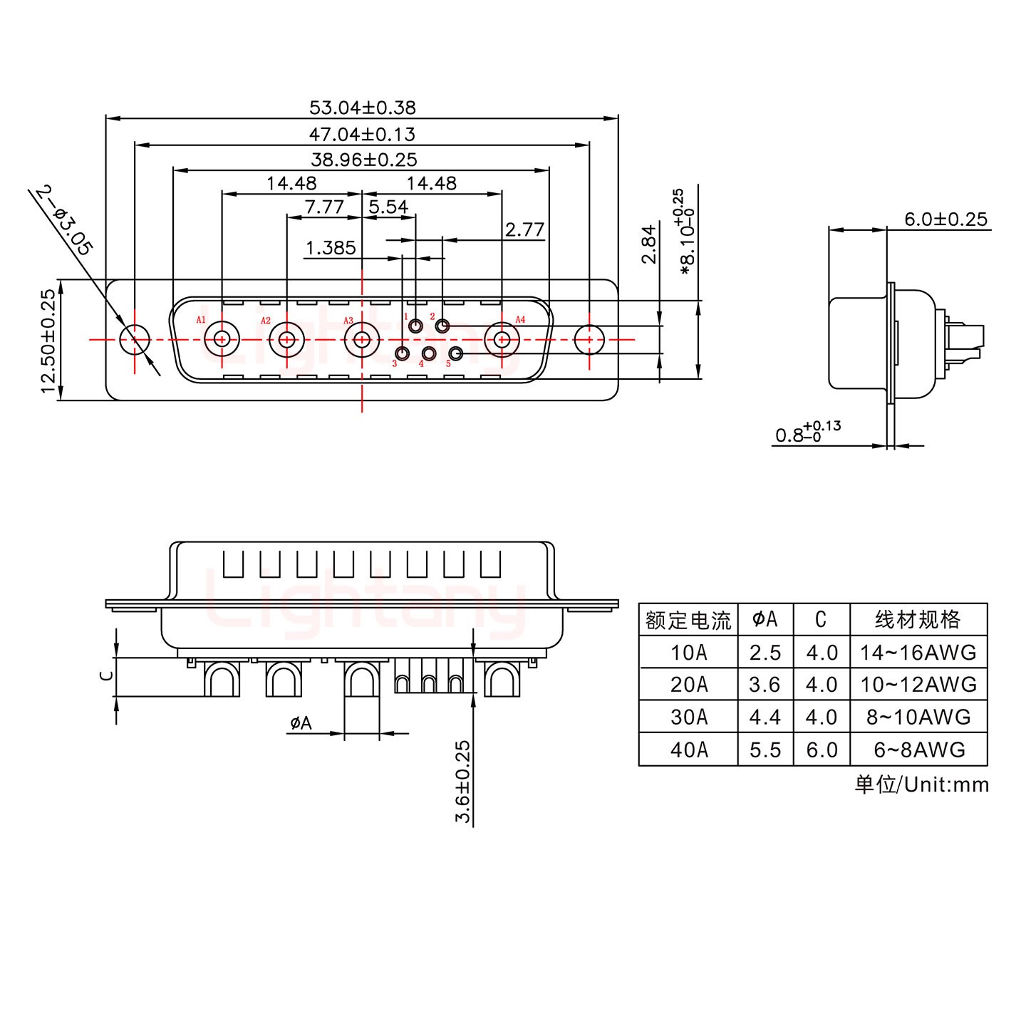 9W4公短体焊线/光孔/大电流30A