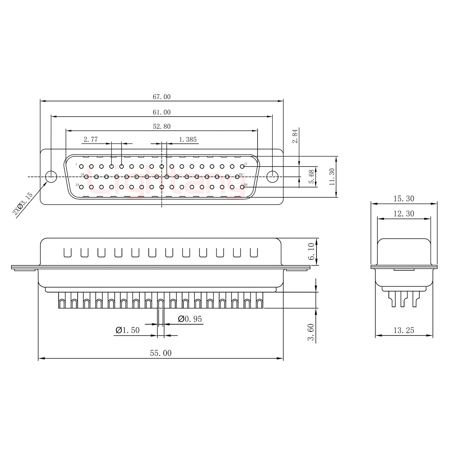 DB50公焊线+金属外壳1746斜出线4~12mm