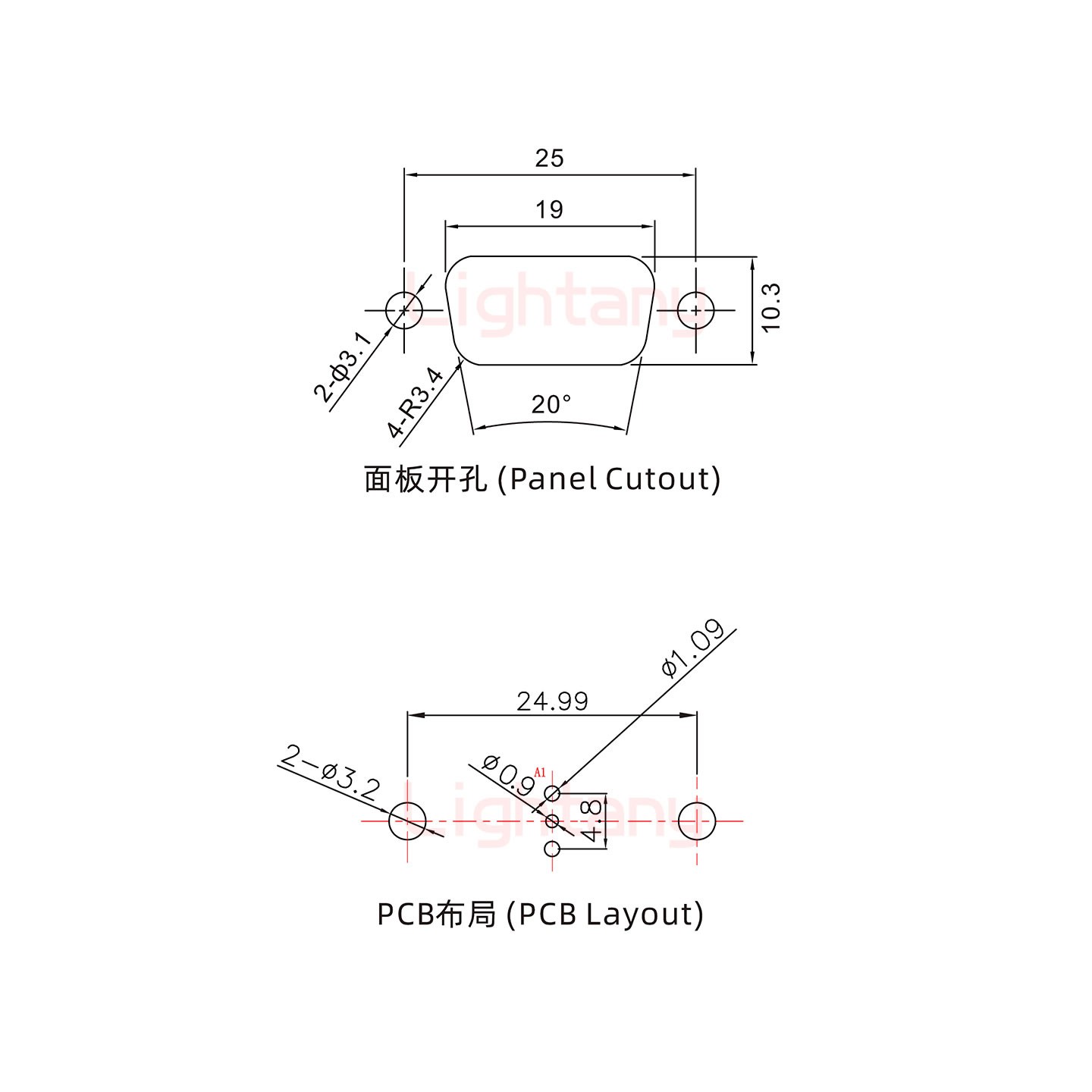 1W1公PCB直插板/铆鱼叉7.0/射频同轴75欧姆