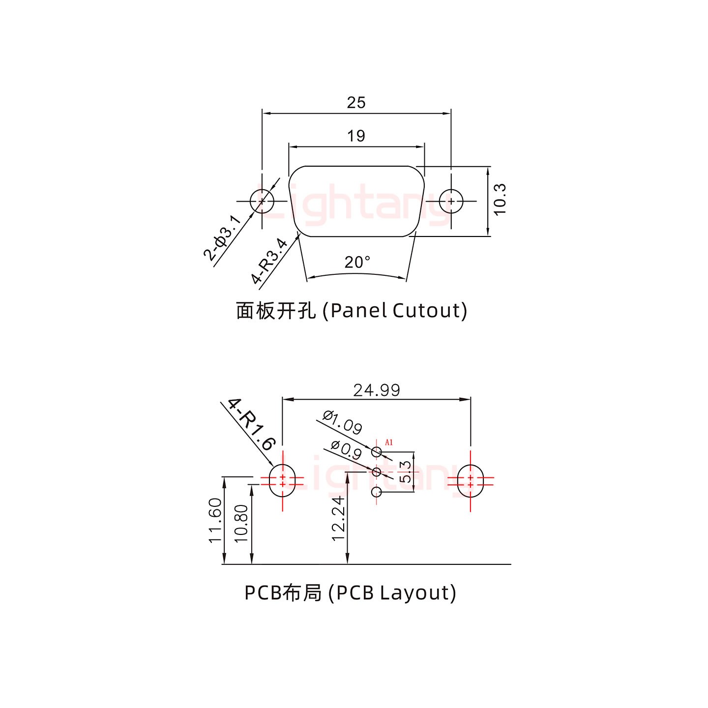 1W1母PCB弯插板/铆支架10.8/射频同轴75欧姆