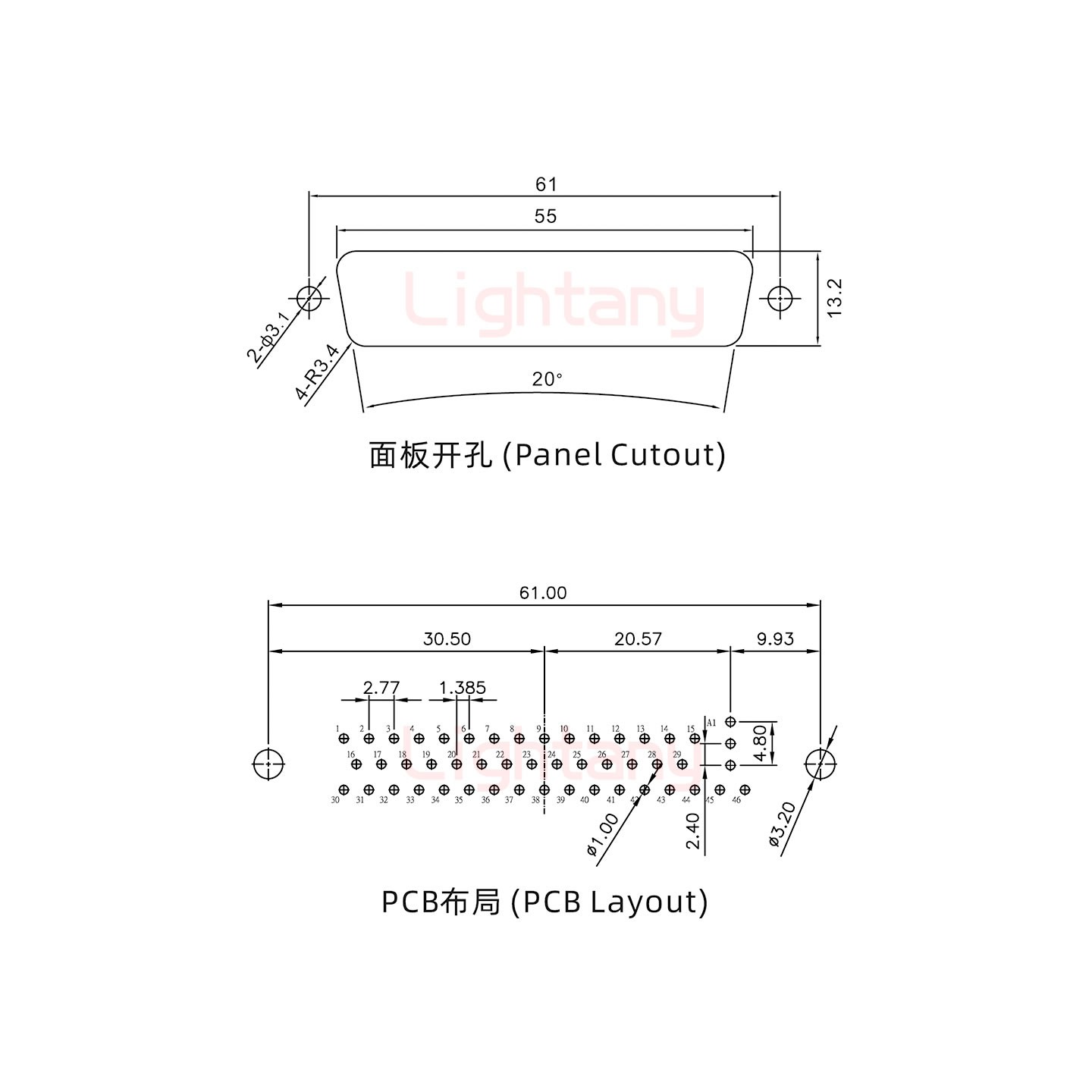 47W1公PCB直插板/铆鱼叉7.0/射频同轴75欧姆