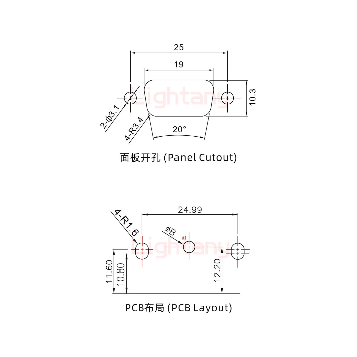 1W1公PCB弯插板/铆支架11.6/大电流20A