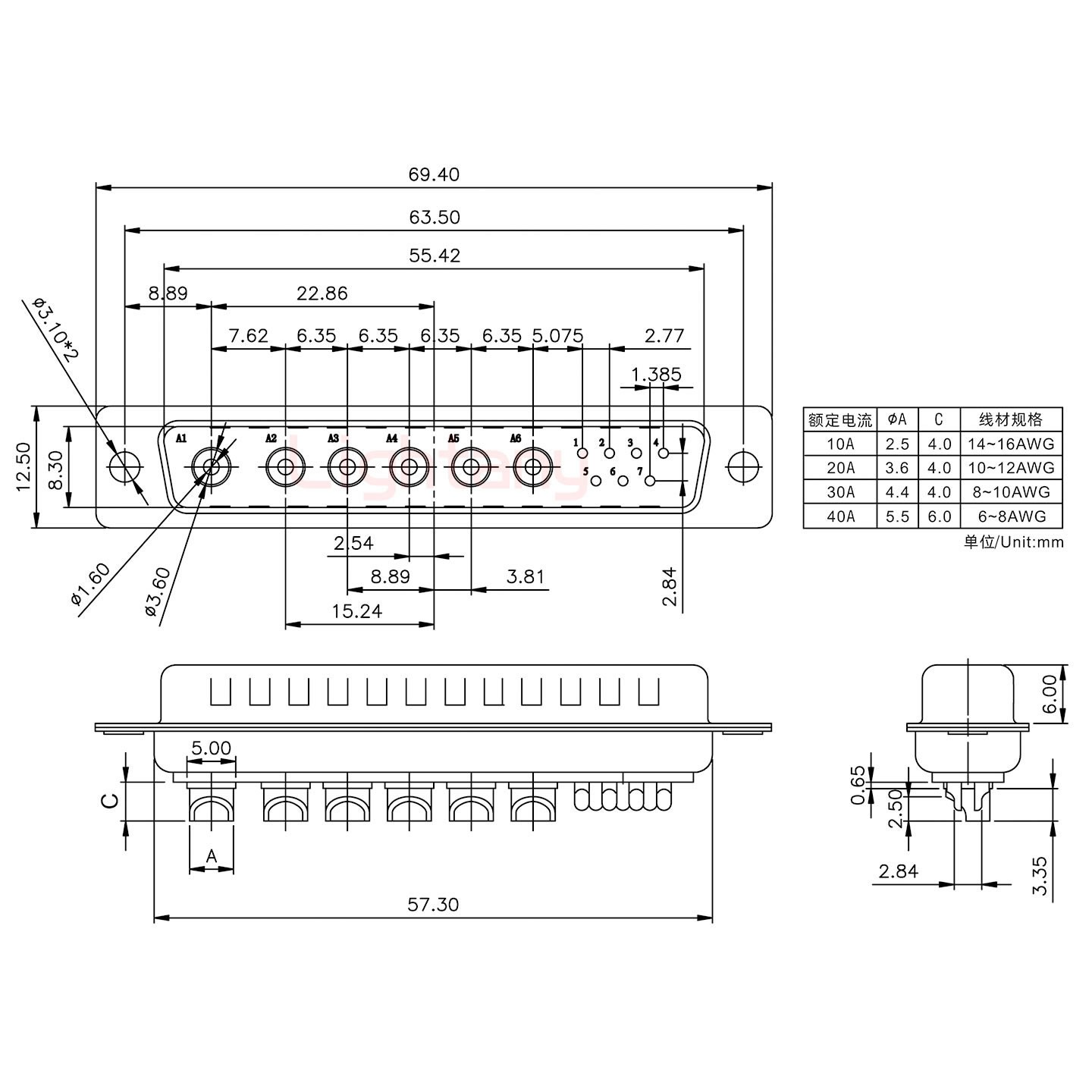 13W6B公短体焊线20A+37P金属外壳951弯出线4~12mm