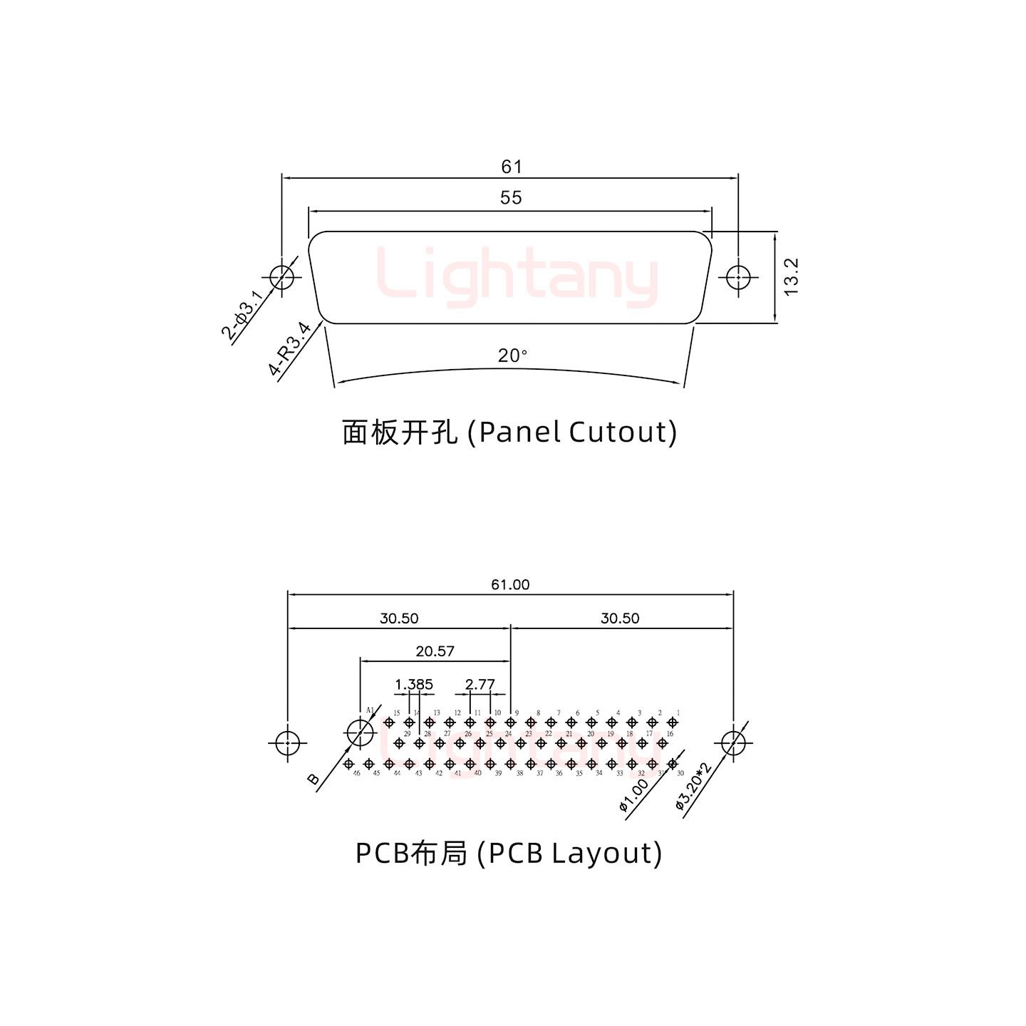 47W1母PCB直插板/铆鱼叉7.0/大电流10A