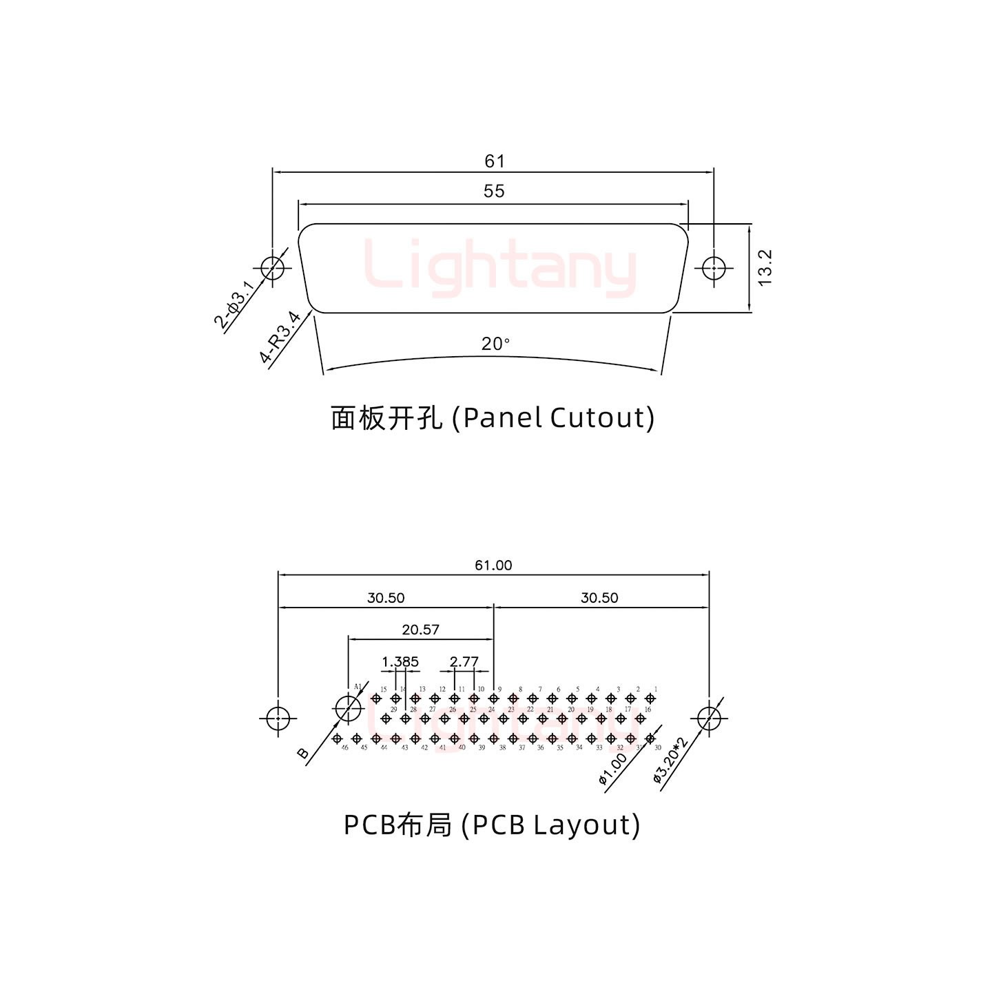 47W1母PCB直插板/铆鱼叉7.0/大电流30A