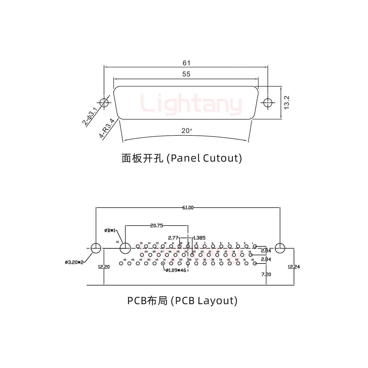 47W1母PCB弯插板/铆支架12.2/大电流30A