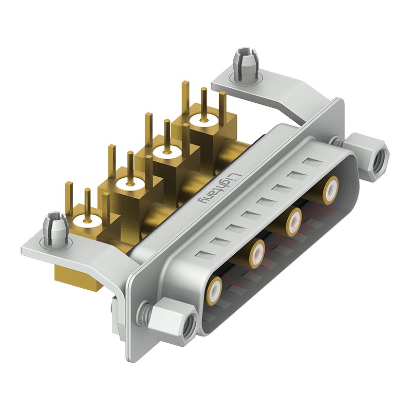 4W4公PCB弯插板/铆支架11.6/射频同轴75欧姆