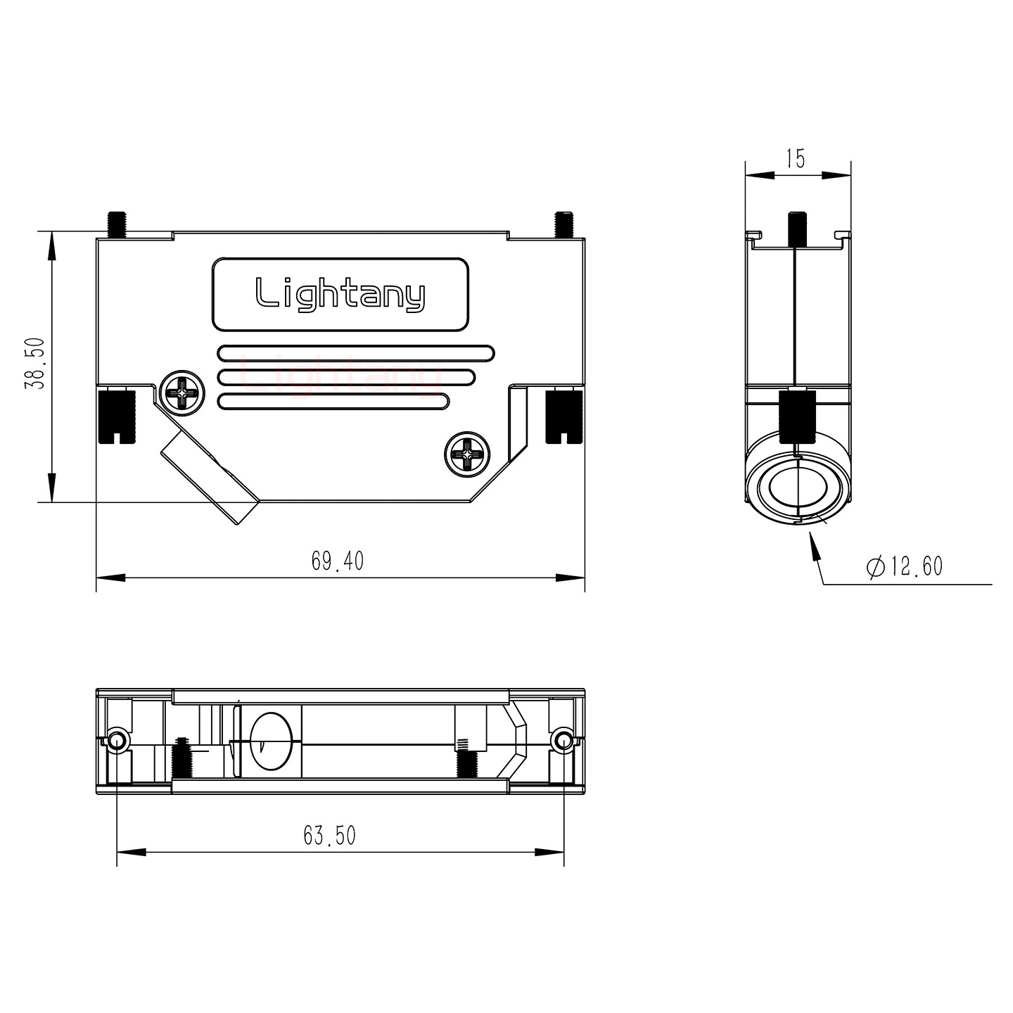 DB37公焊线+金属外壳967斜出线4~12mm