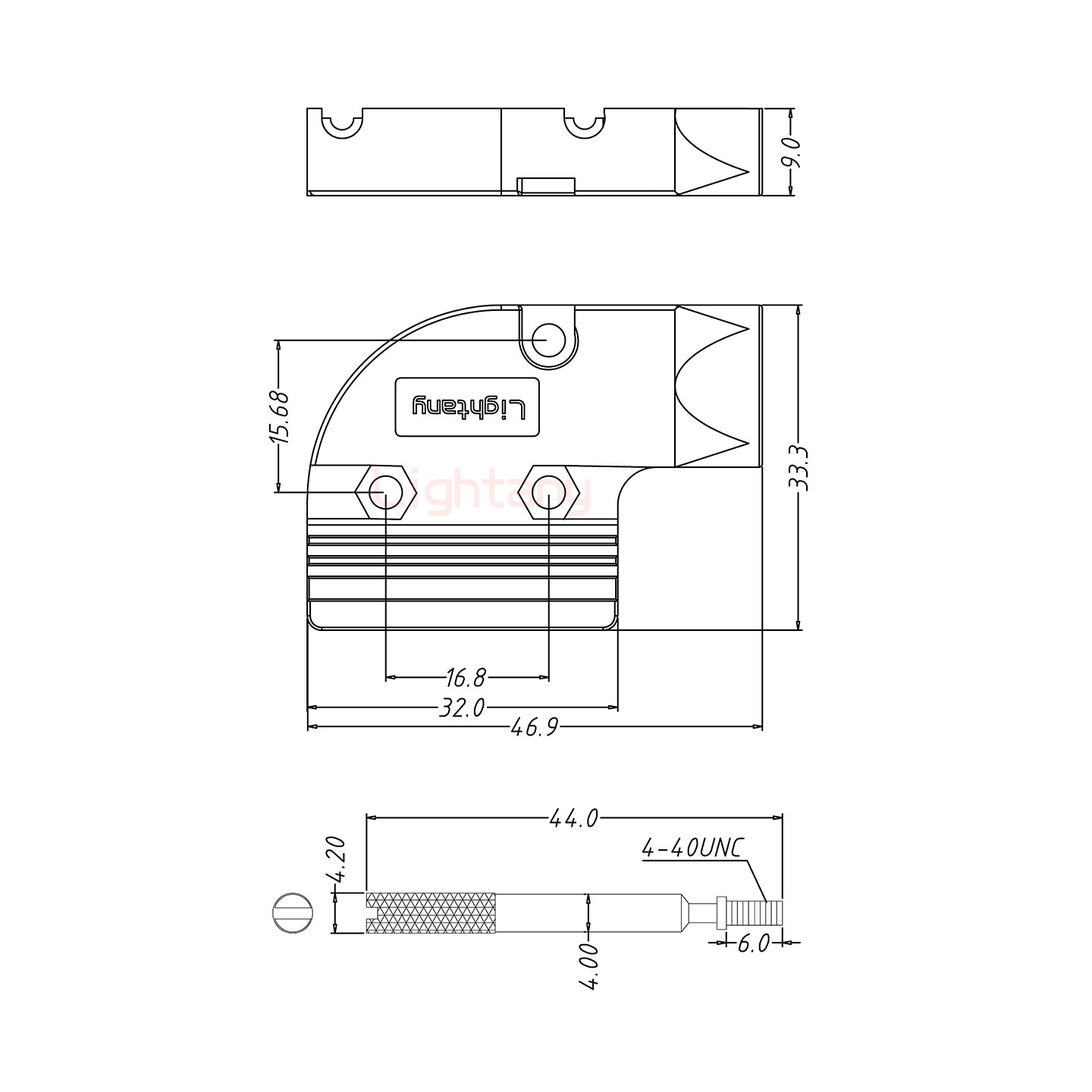 1W1公焊线式50欧姆+9P金属外壳424弯出线4~12mm