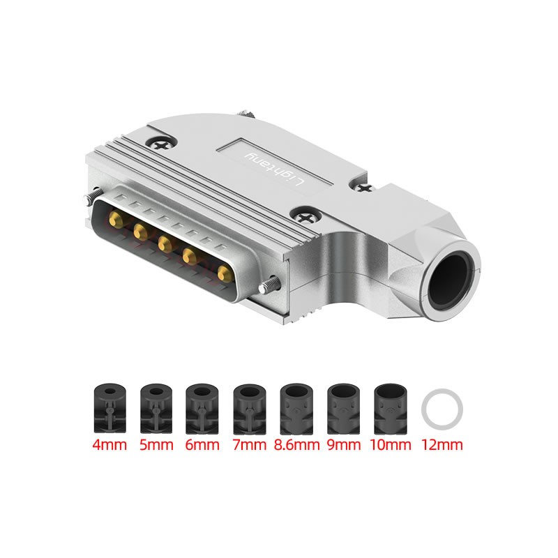 5W5公短体焊线40A+25P金属外壳1015弯出线4~12mm