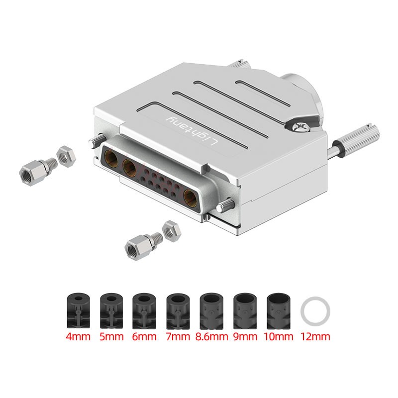 13W3母短体焊线40A+25P金属外壳1657直出线4~12mm