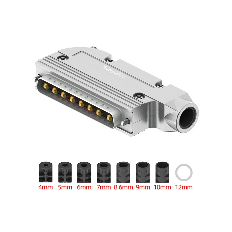 8W8公短体焊线10A+37P金属外壳951弯出线4~12mm