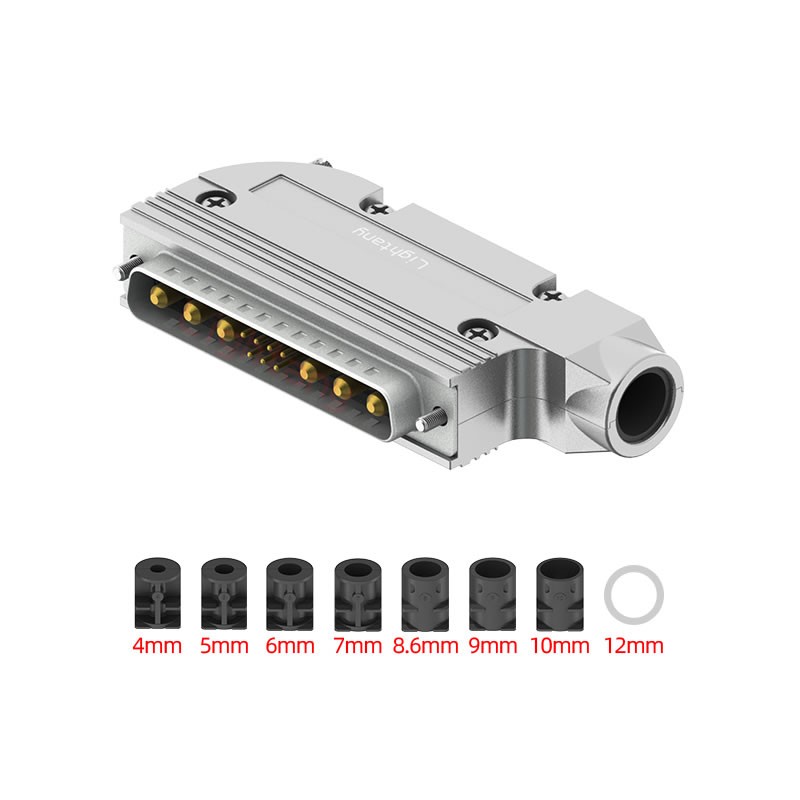 13W6A公短体焊线10A+37P金属外壳951弯出线4~12mm