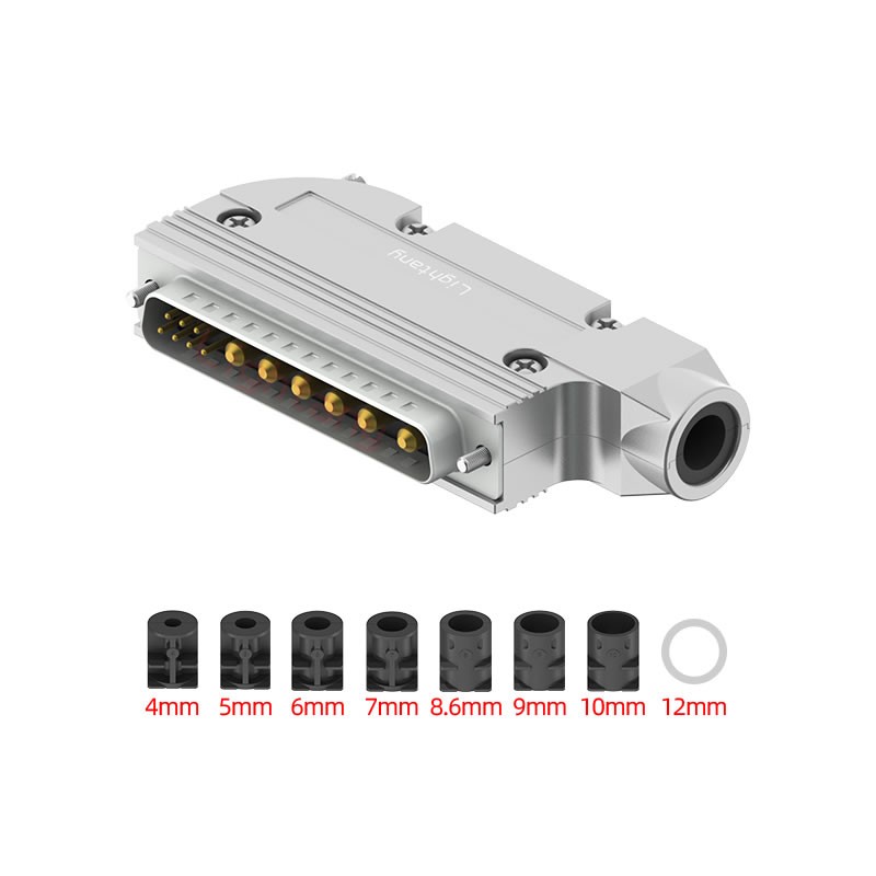 13W6B公短体焊线20A+37P金属外壳951弯出线4~12mm