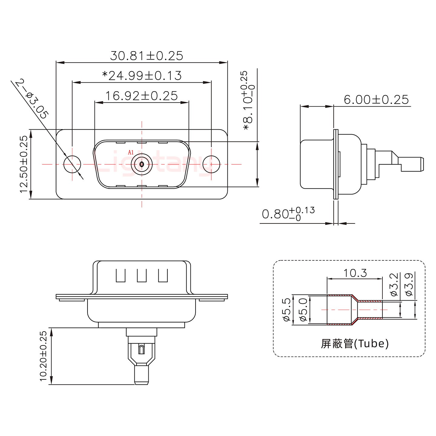 1W1公头焊线+防水接头/线径5~11mm/射频同轴50欧姆