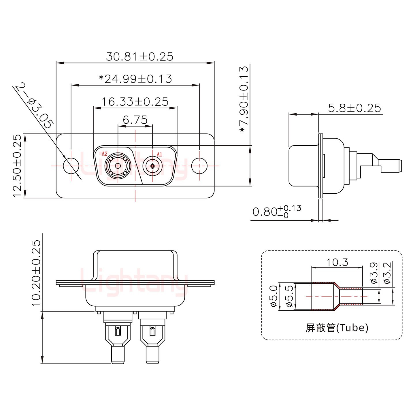 2V2母头焊线+防水接头/线径5~11mm/射频同轴75欧姆