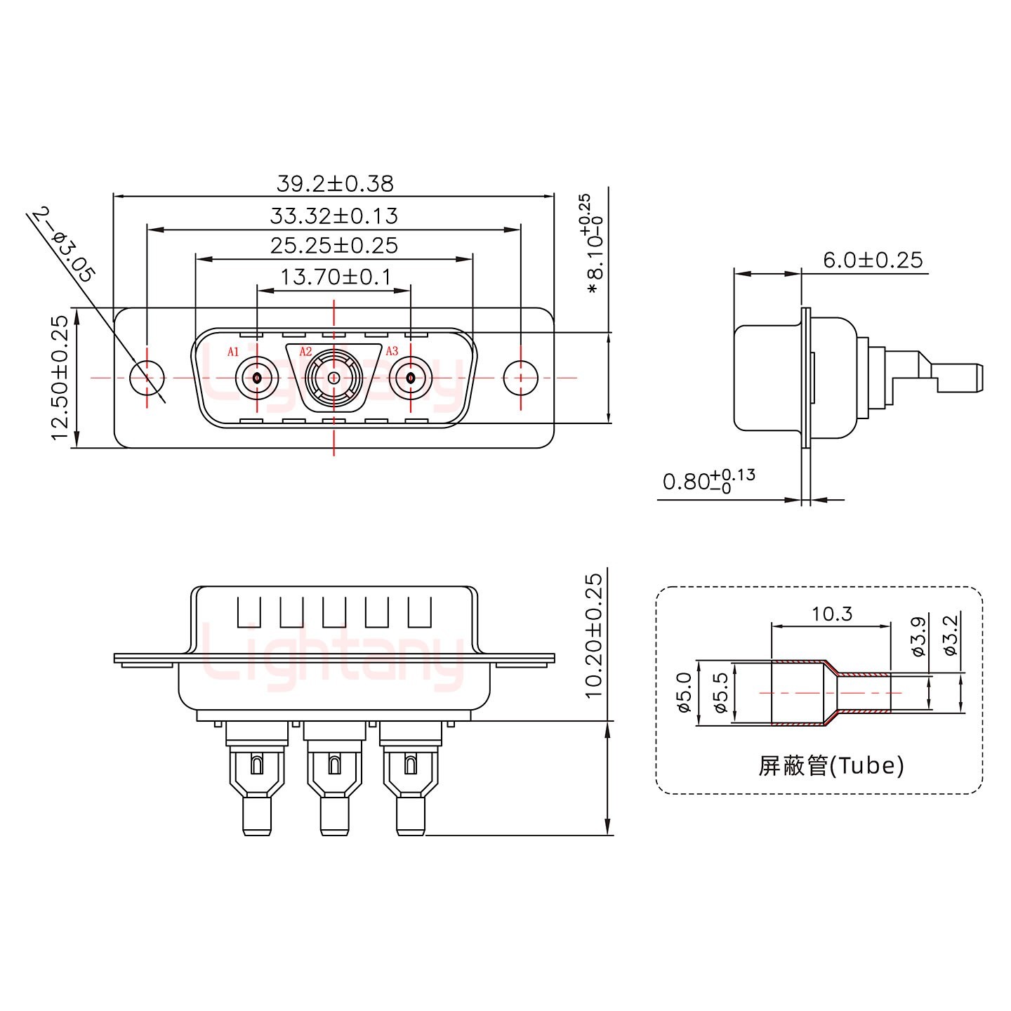 3V3公头焊线+防水接头/线径5~11mm/射频同轴50欧姆