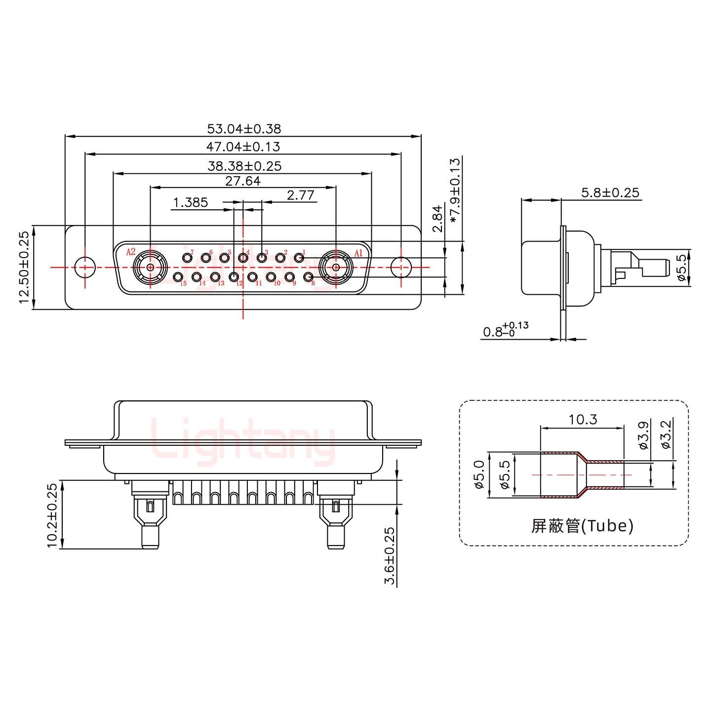 17W2母头焊线+防水接头/线径5~11mm/射频同轴50欧姆