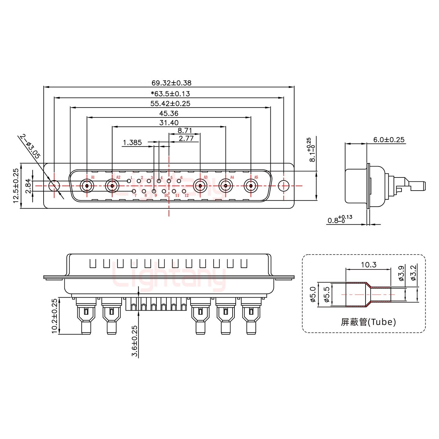 17W5公头焊线+防水接头/线径10~16mm/射频同轴75欧姆