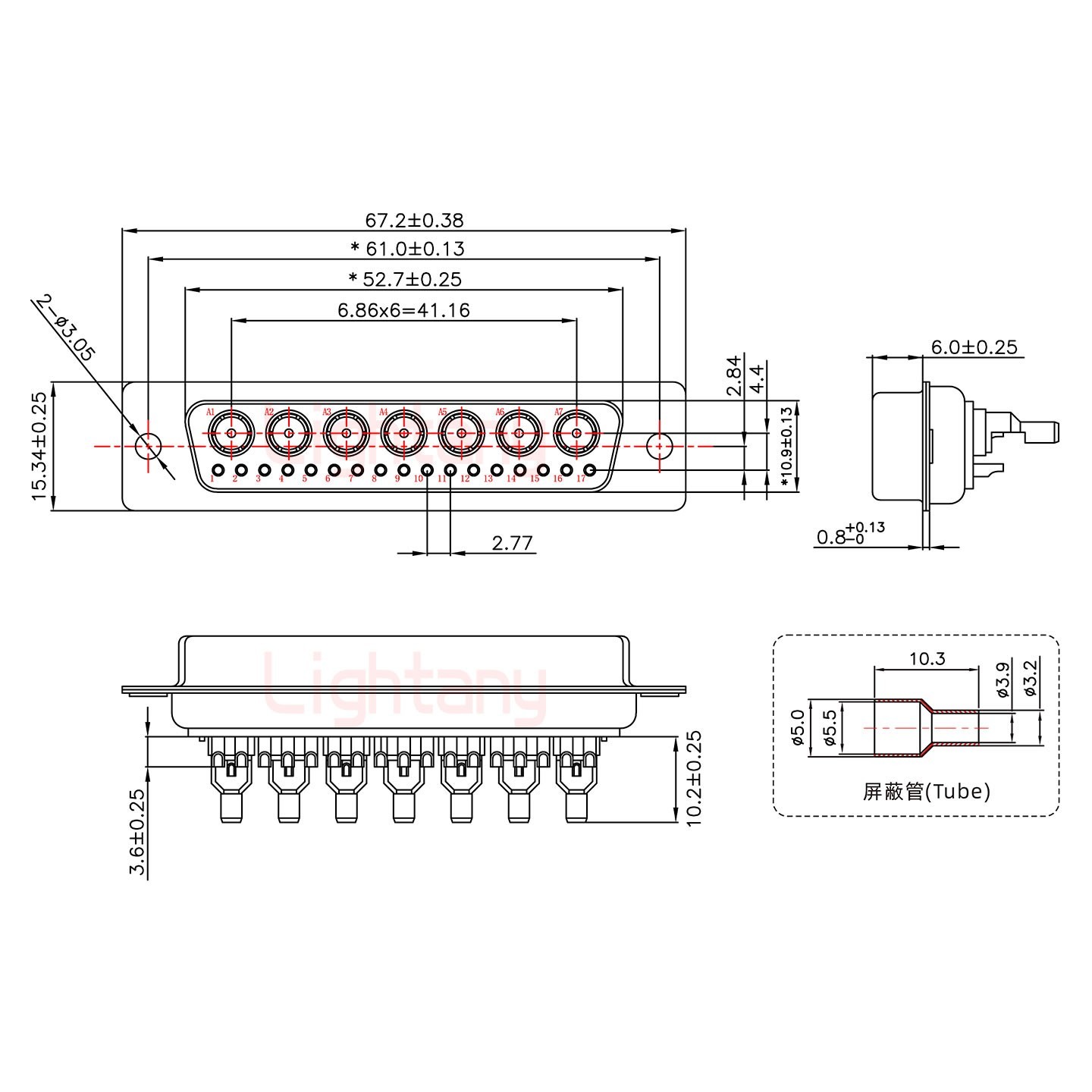 24W7母头焊线+防水接头/线径5~11mm/射频同轴75欧姆