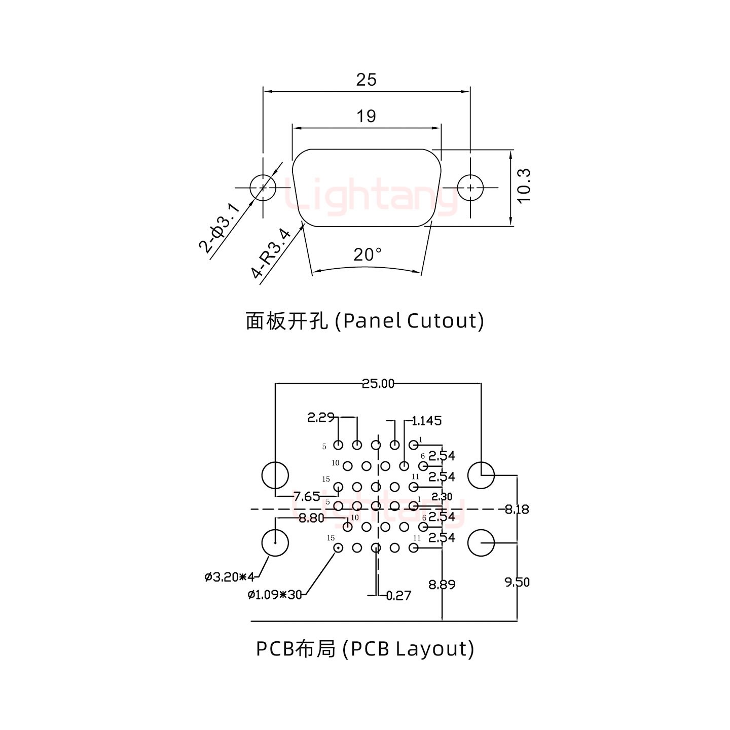 HDR15 母对母 间距15.88车针双胞胎