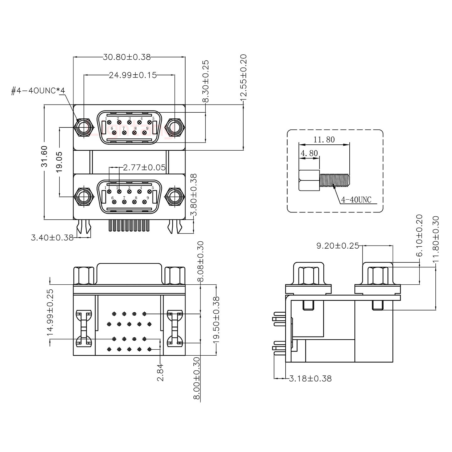 DR9公对公 间距19.05 双胞胎冲针