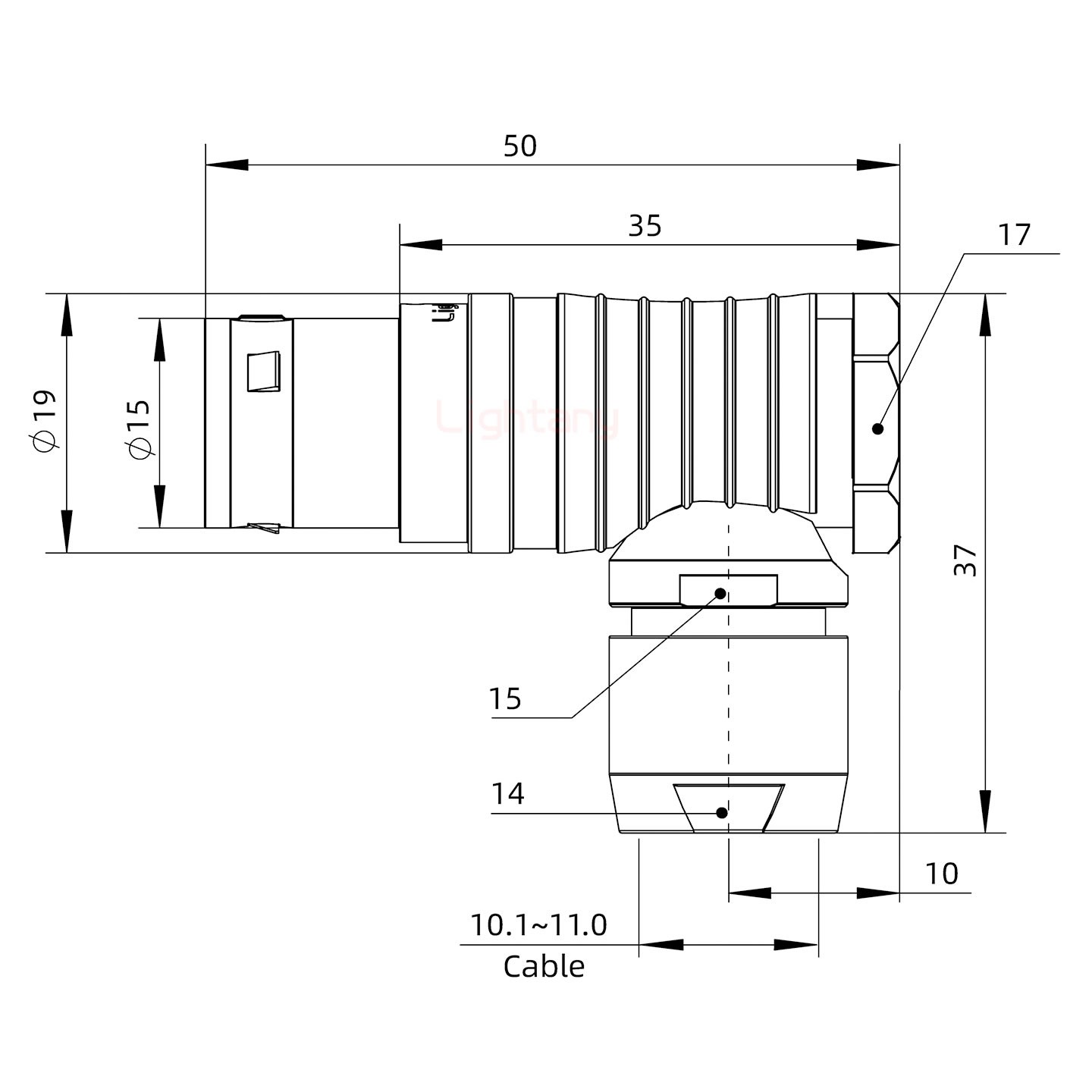 FHG.3B.014.CLAD11弯式插头