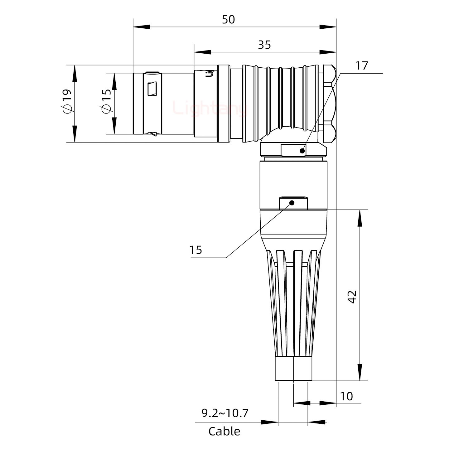 FHG.3B.016.CLAD10Z带护套弯式插头