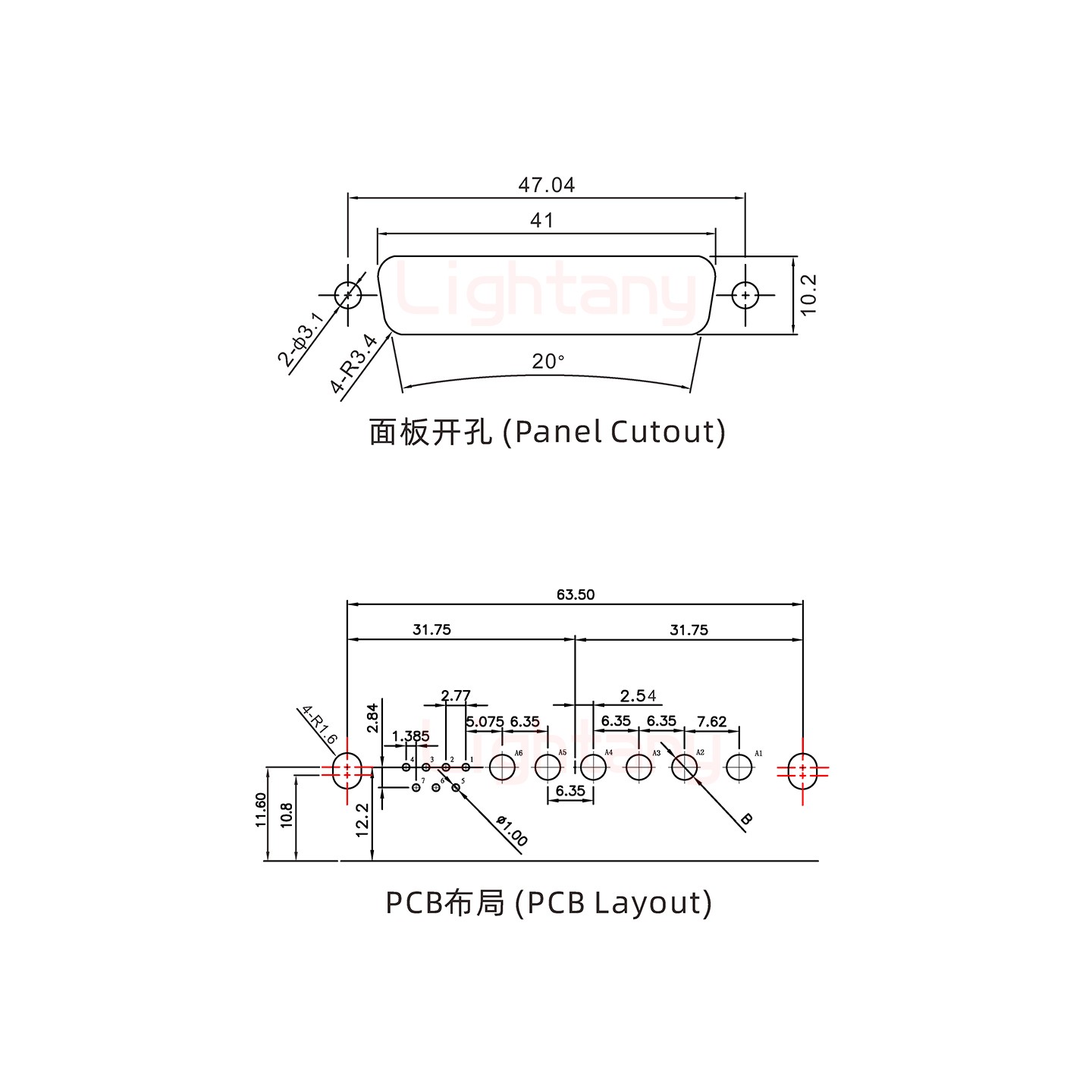13W6B母PCB弯插板/铆支架11.6/大电流40A