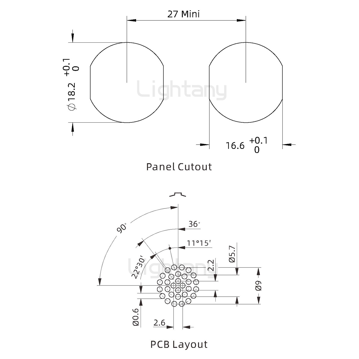 ECG.3B.030.CLN双螺母插座 PCB直插板