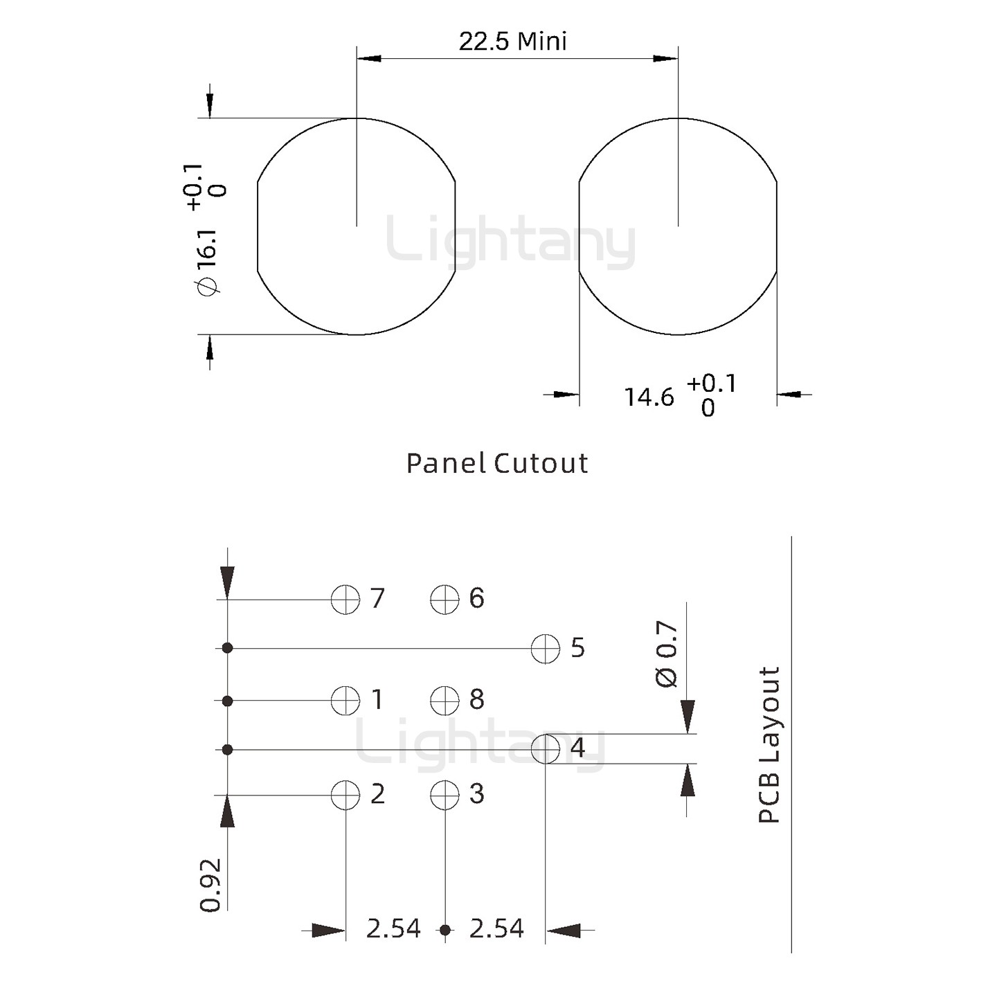 EEG.1K.008.CLV推拉自锁前螺母插座 PCB弯插板
