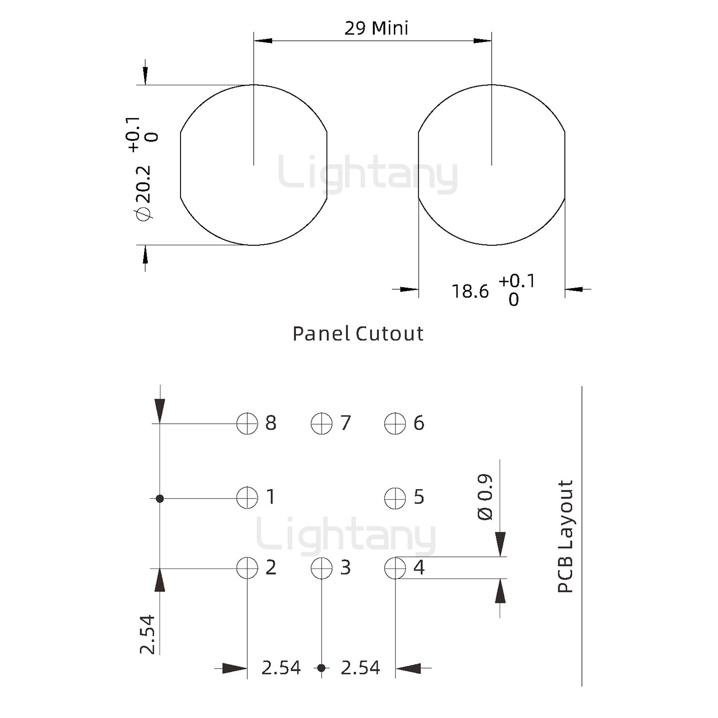 EEG.2K.008.CLV推拉自锁前螺母插座 PCB弯插板
