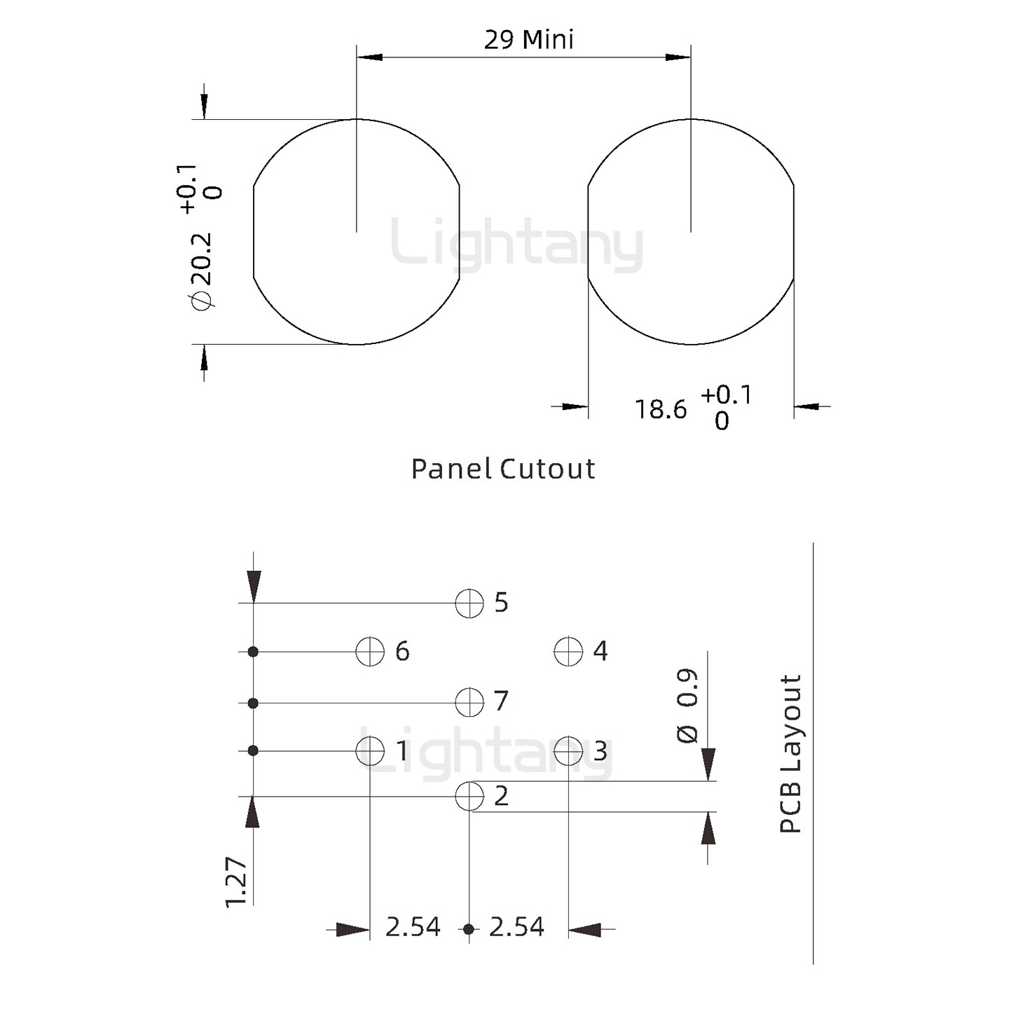 EEG.2K.007.CLV推拉自锁前螺母插座 PCB弯插板