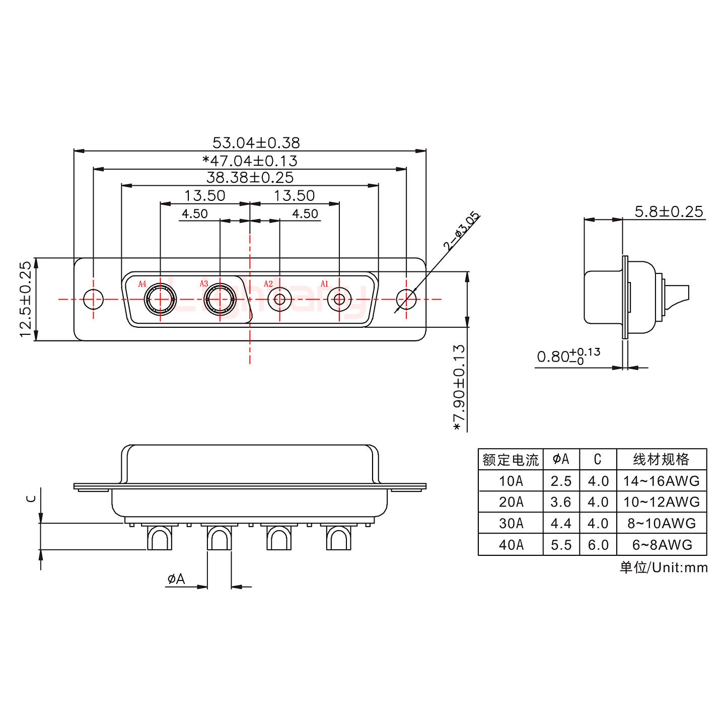 4V4母短体焊线20A+25P金属外壳1657直出线4~12mm