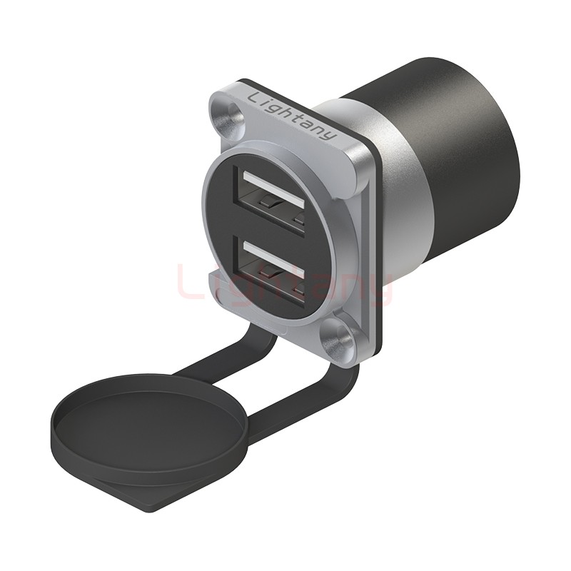 USB2.0-2W方形金属插座 A口