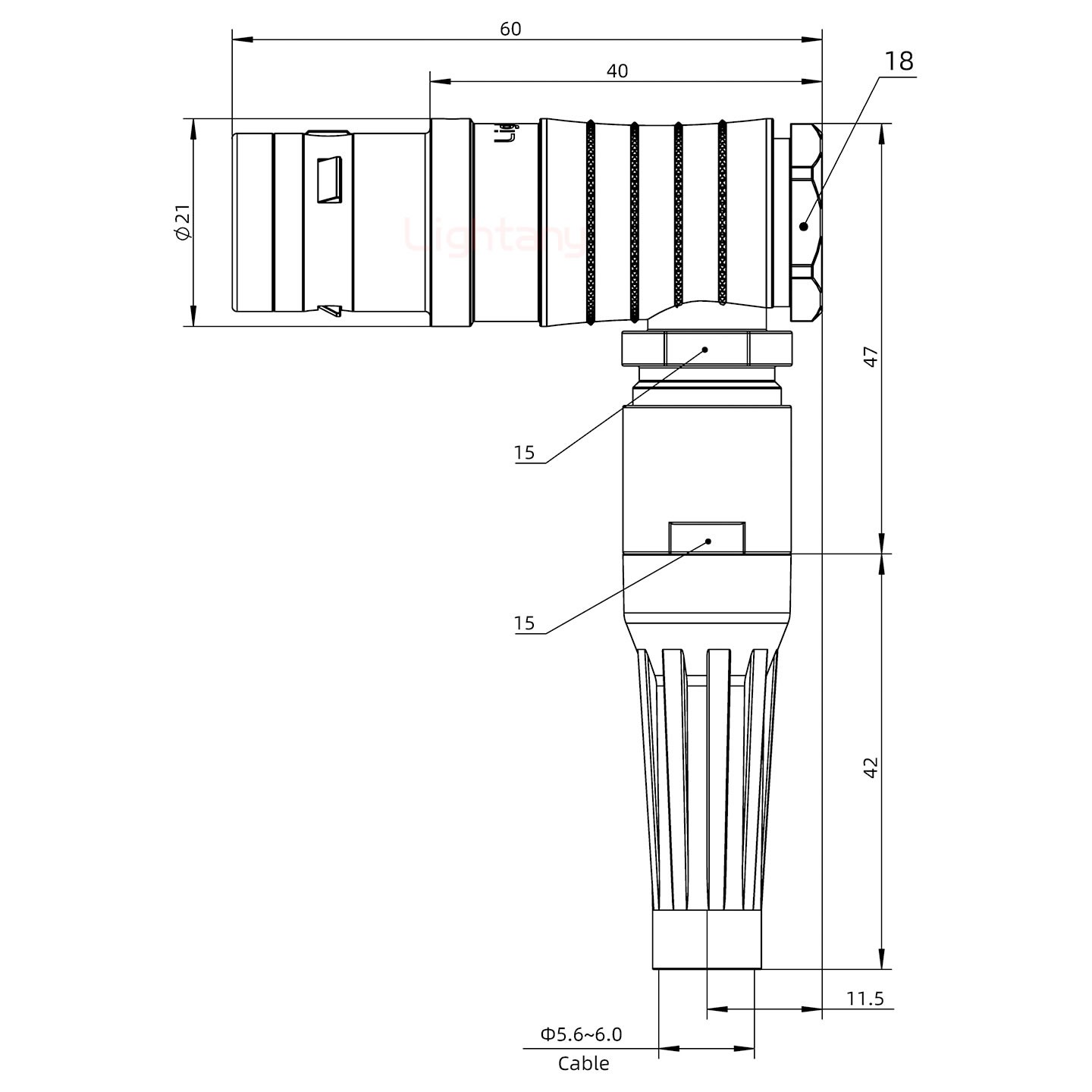 FHG.3K.018.CLAC60Z推拉自锁带护套弯式插头
