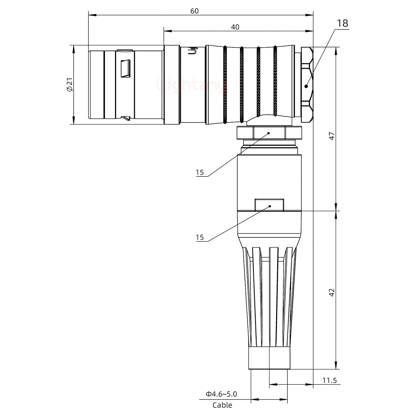 FHG.3K.022.CLAC50Z推拉自锁带护套弯式插头