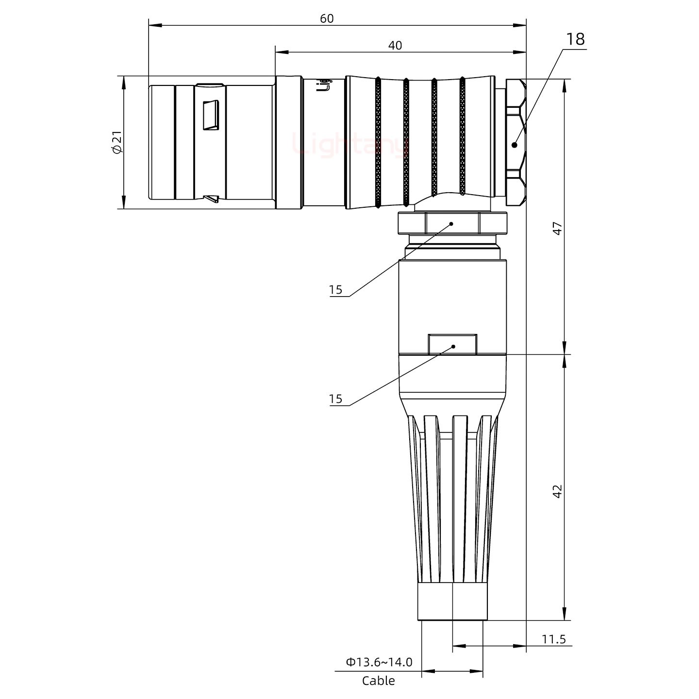 FHG.3K.030.CLAK14Z推拉自锁带护套弯式插头