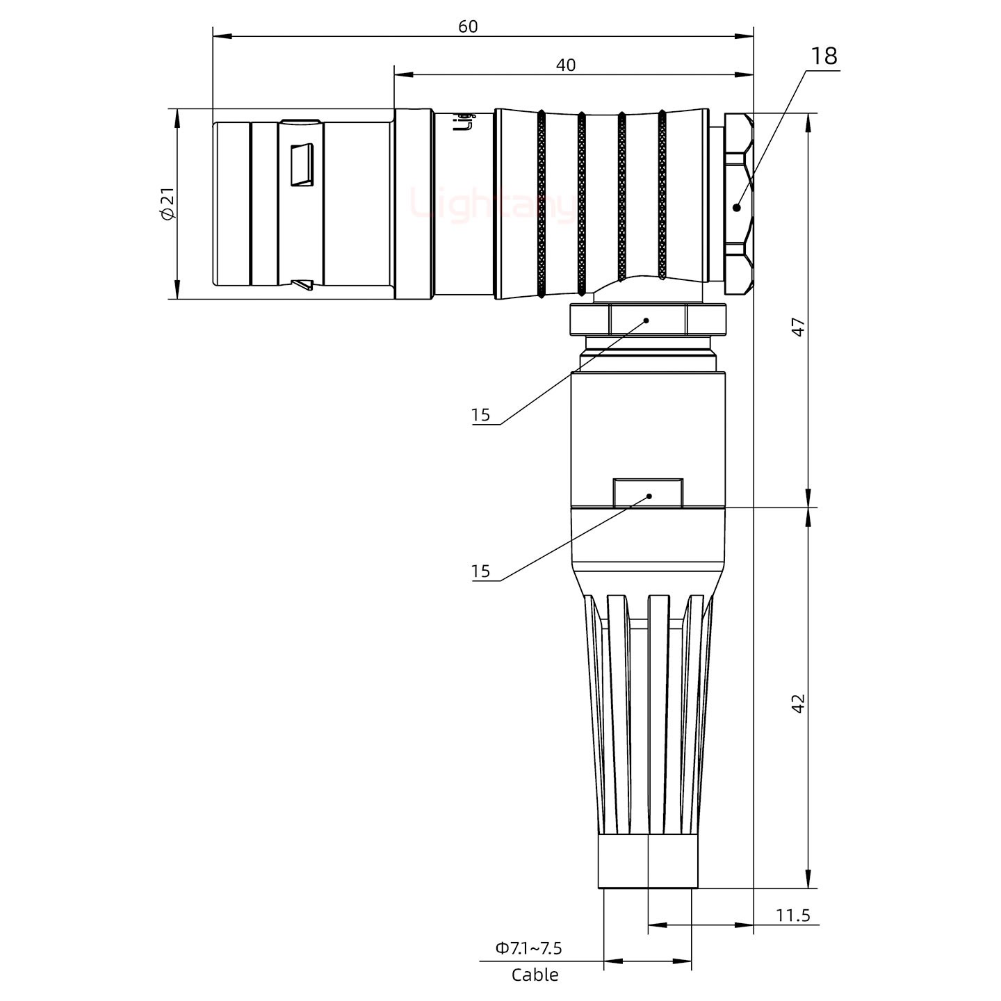 FHG.3K.030.CLAC75Z推拉自锁带护套弯式插头