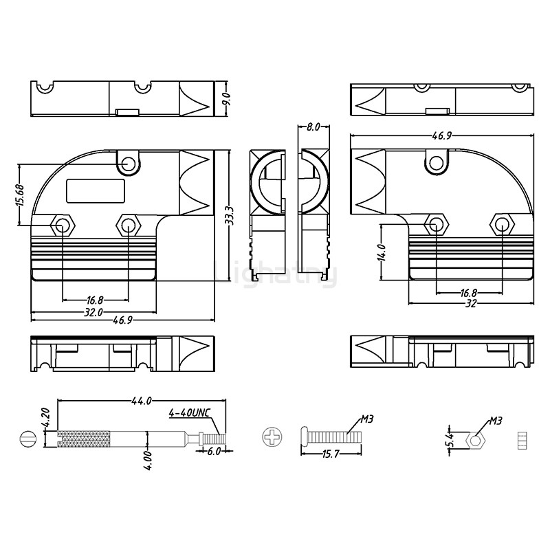 424-9P-D-SUB金属外壳-弯出线4~12mm