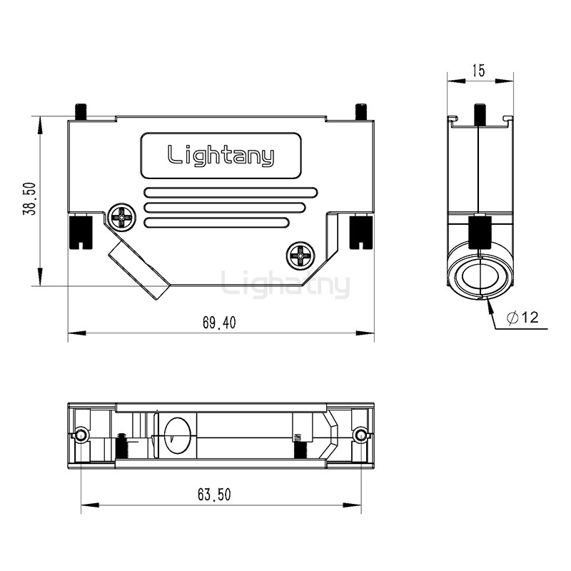 967-37P-D-SUB金属外壳-斜出线4~12mm